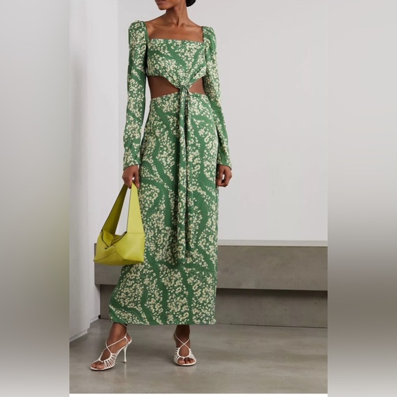 Agua by Agua Bendita Dresses & Skirts - NWT Agua by Agua Bendita Cuarzo Astro Esmeralda cutout floral-print twill dress